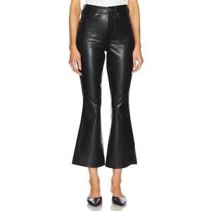 NWT Veronica Beard Carson Faux Leather Ankle Flare Pant in Black - Size: 31
